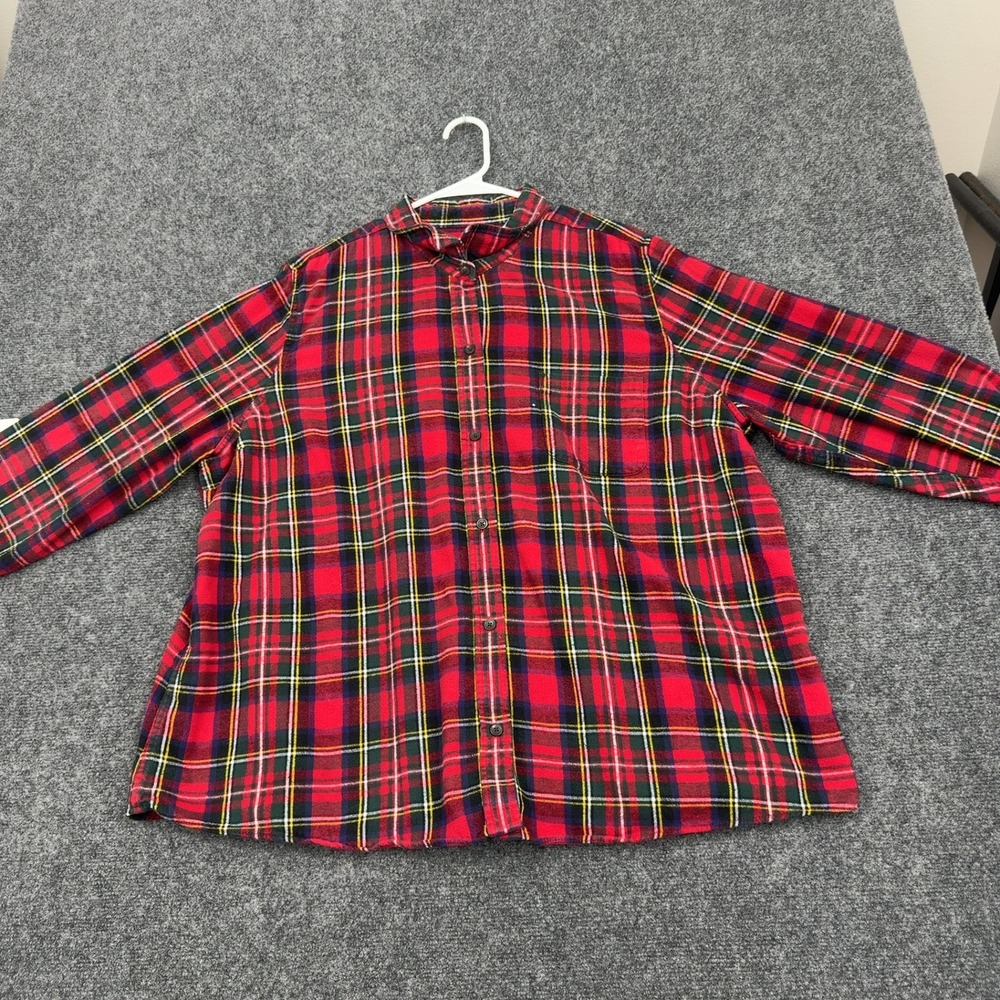 L.L. Bean Shirt Womens 3X Red Cotton Plaid Flannel Relaxed Fit Outdoor Classic